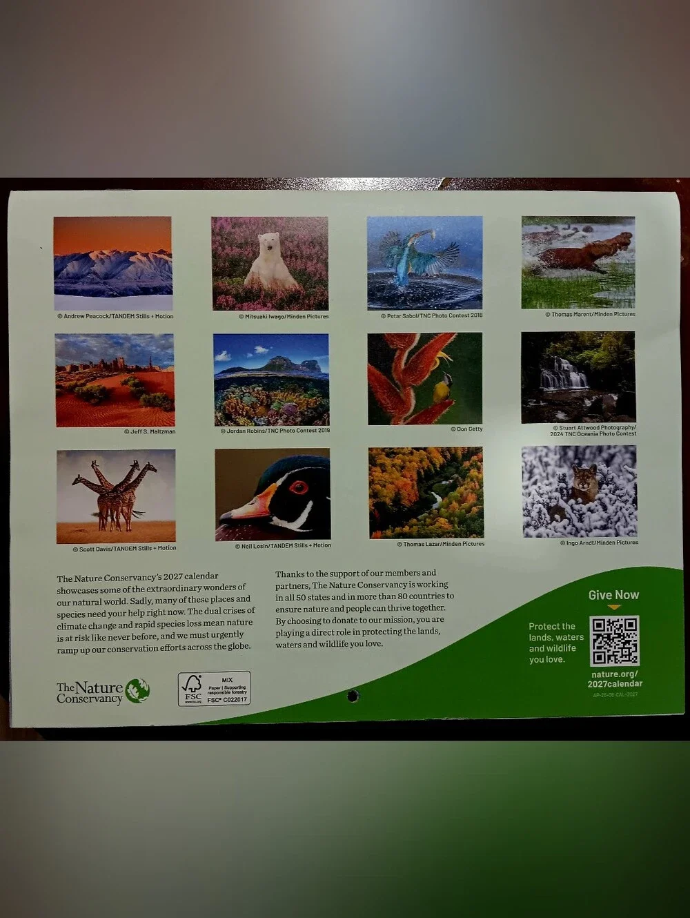 2027 Nature Conservancy Wall Calendar